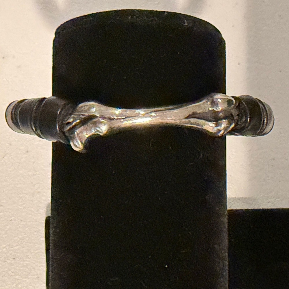 King Baby Studio Sterling Silver Bone Black Leather Wrap Adjustable Bracelet